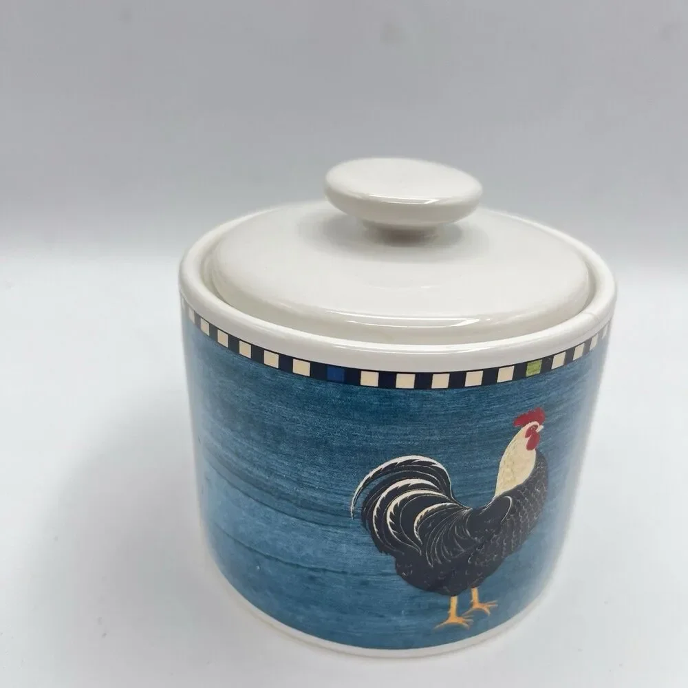 Sakura Rooster Warren Kimble 1999 Sugar Bowl with Lid